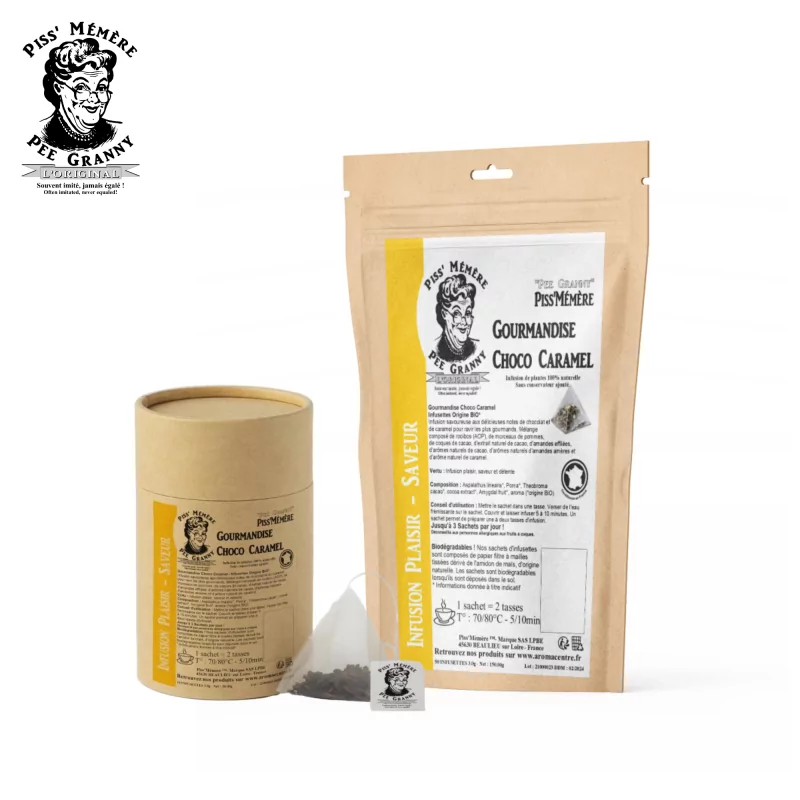 Bolsitas de té de origen orgánico Delicias de chocolate y caramelo - Piss'Mémère Bolsitas de té de origen orgánico Delicias de chocolate y caramelo - Piss'Mémère