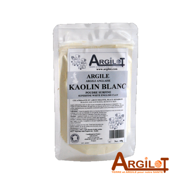 Argile Kaolin Anglaise blanche poudre - Argilot