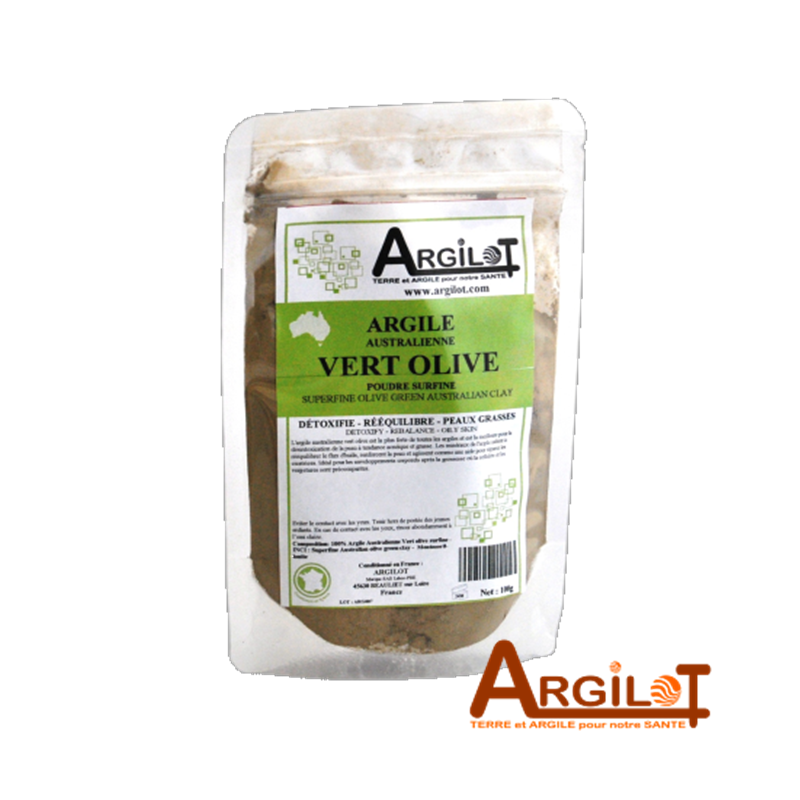 Argile Vert Olive Australienne poudre - Argilot 