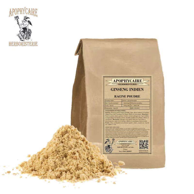 Ginseng indien racine poudre (Withania somnifera) - Apophycaire Ginseng indien racine poudre (Withania somnifera) - Apophycaire