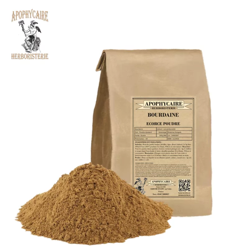 Gemahlene Rinde des Kreuzdorns (Rhamnus frangula) - Apophycaire Gemahlene Rinde des Kreuzdorns (Rhamnus frangula) - Apophycaire