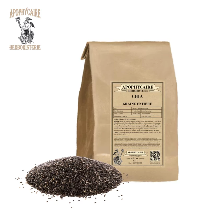 Chia graine vrac (Salvia hispanica) - Apophycaire Chia graine vrac (Salvia hispanica) - Apophycaire