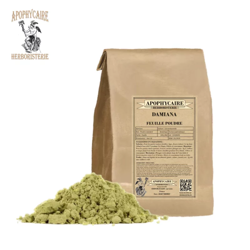 Damiana-Blattpulver (Turnera aphrodisiaca) – Apophycaire Damiana-Blattpulver (Turnera aphrodisiaca) – Apophycaire