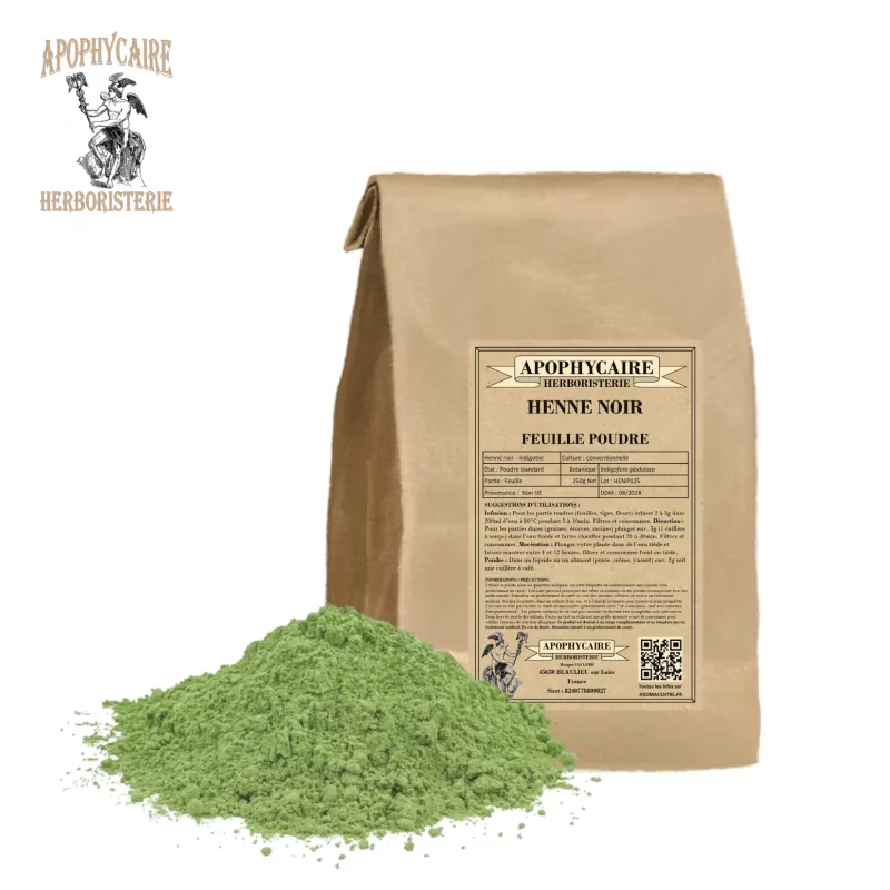 Polvo de henna negra (árbol índigo) hoja (Indigofera glandulosa) - Apophycaire