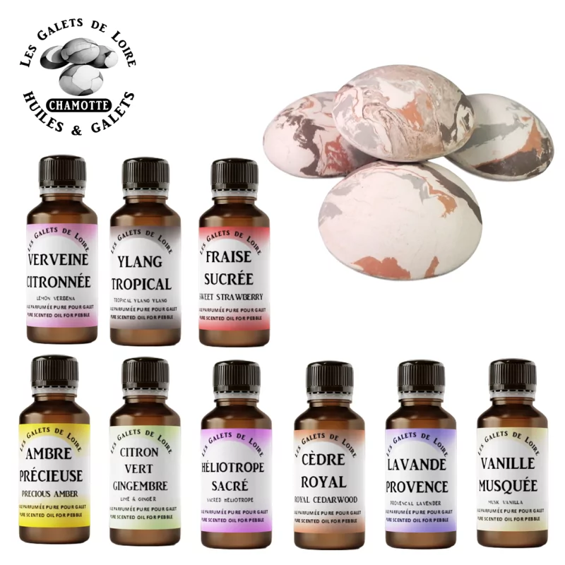 Pack découverte parfums pour galets chamotte Pack découverte parfums pour galets chamotte