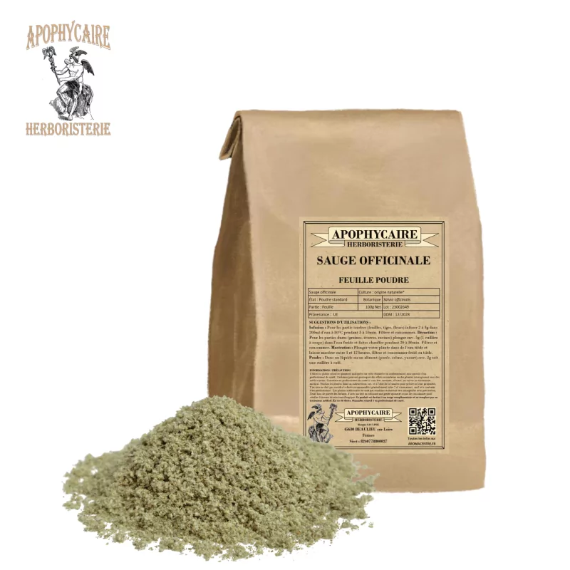 Polvo de hojas de salvia común (Salvia officinalis) - Apophycaire